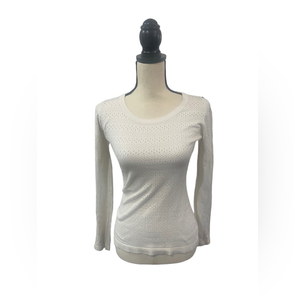 AVA Open Knit Collared Sweater with Black Details Size S